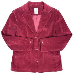 EUC Women's L.L.‎ BEAN Corduroy Single Breasted Blazer Wine Red | Size 8 Reg.